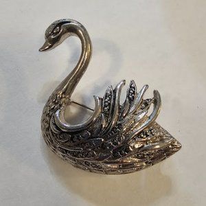 Vintage 1970's Handmade Sterling 925 Silver Bird Brooch Pin